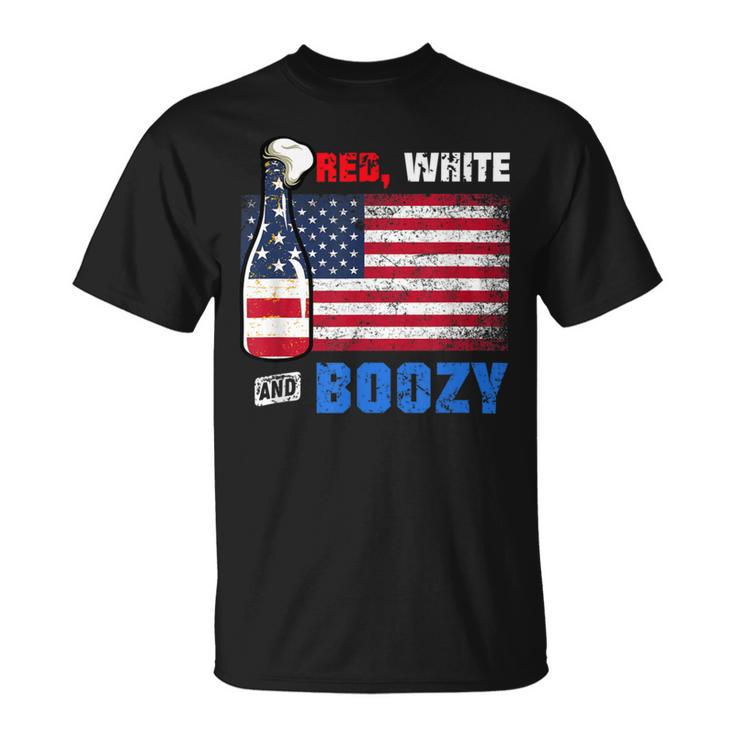 Red White And Boozy 4Th Of July Funny Drinking Unisex T-Shirt