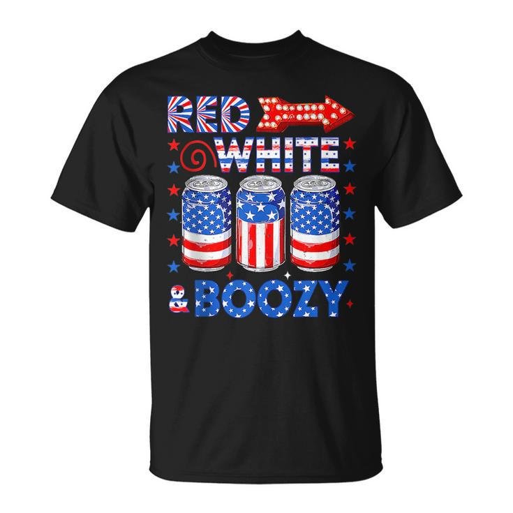 Red White & Boozy Summer Funny Drinking 4Th Of July Usa Flag  Drinking Funny Designs Funny Gifts Unisex T-Shirt