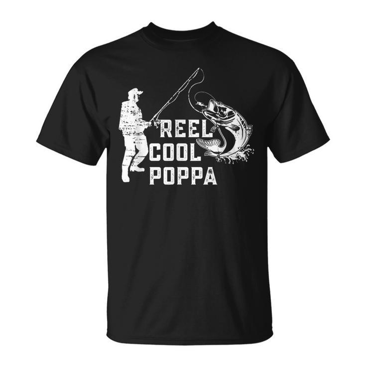 Reel Cool Poppa Fishing For Dad Or Grandpa Men's Back Print T