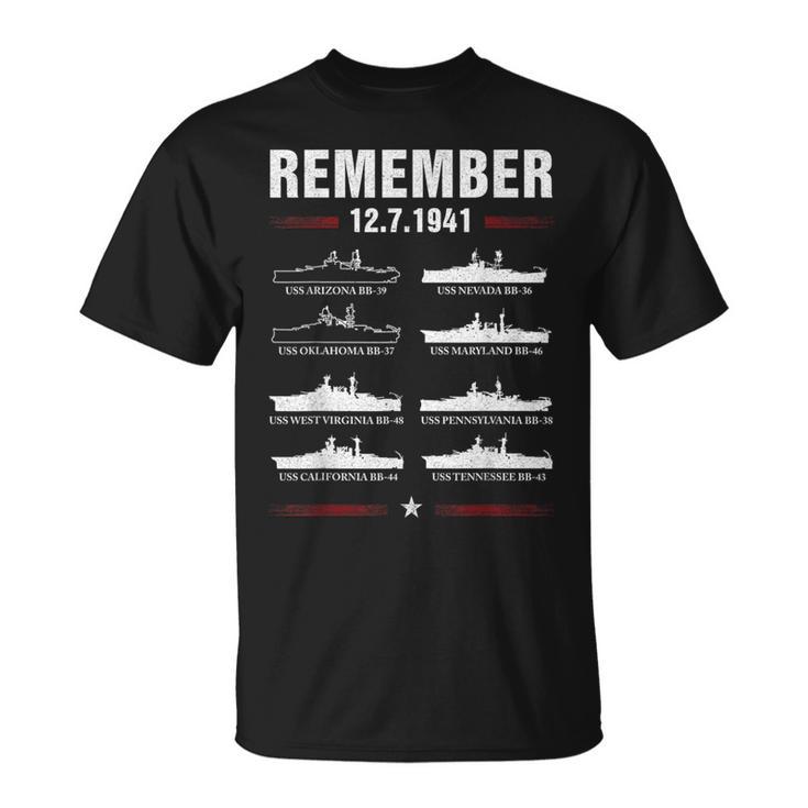 Remember Pearl Harbor Memorial Day December 7Th 1941 Wwii  Unisex T-Shirt