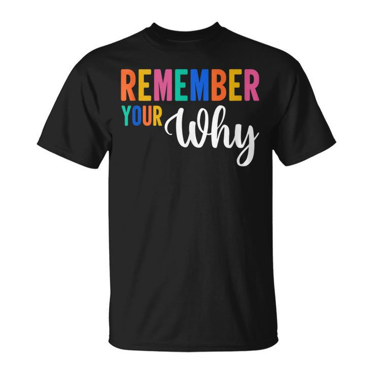 Remember Your Why Motivational Gym Fitness Workout Quote  Unisex T-Shirt