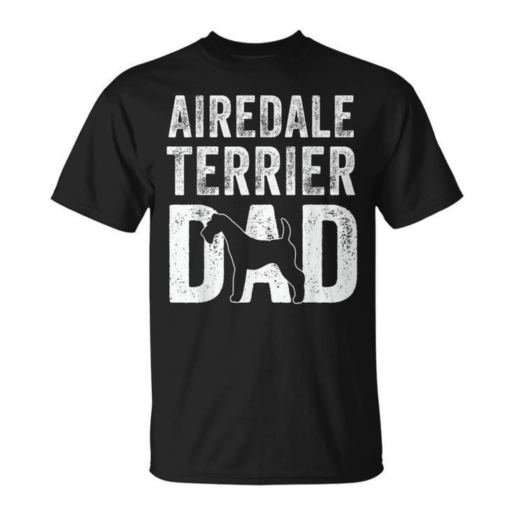 Retro Airedale Terrier Dad Papa Fathers Day Dog Silhouette  Unisex T-Shirt