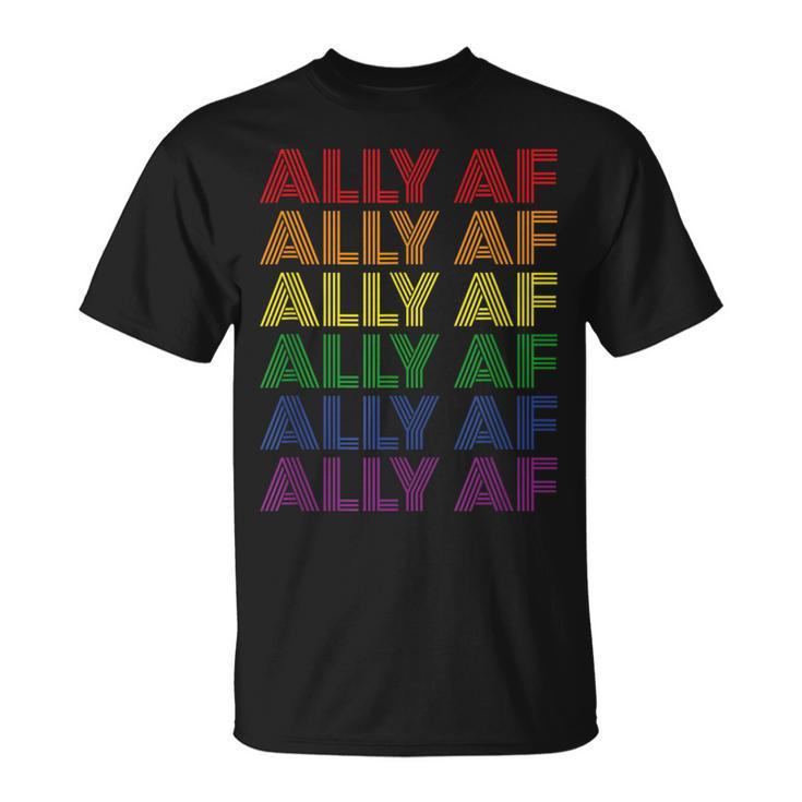 Retro Ally Af Gay Pride Lgbtq Gay Equality T-Shirt