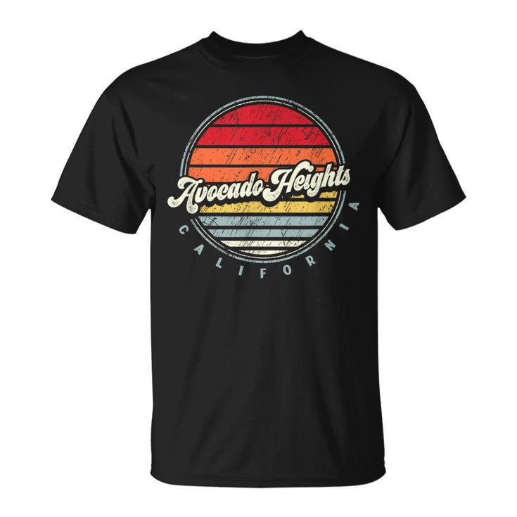 Retro Avocado Heights Home State Cool 70S Style Sunset T-Shirt