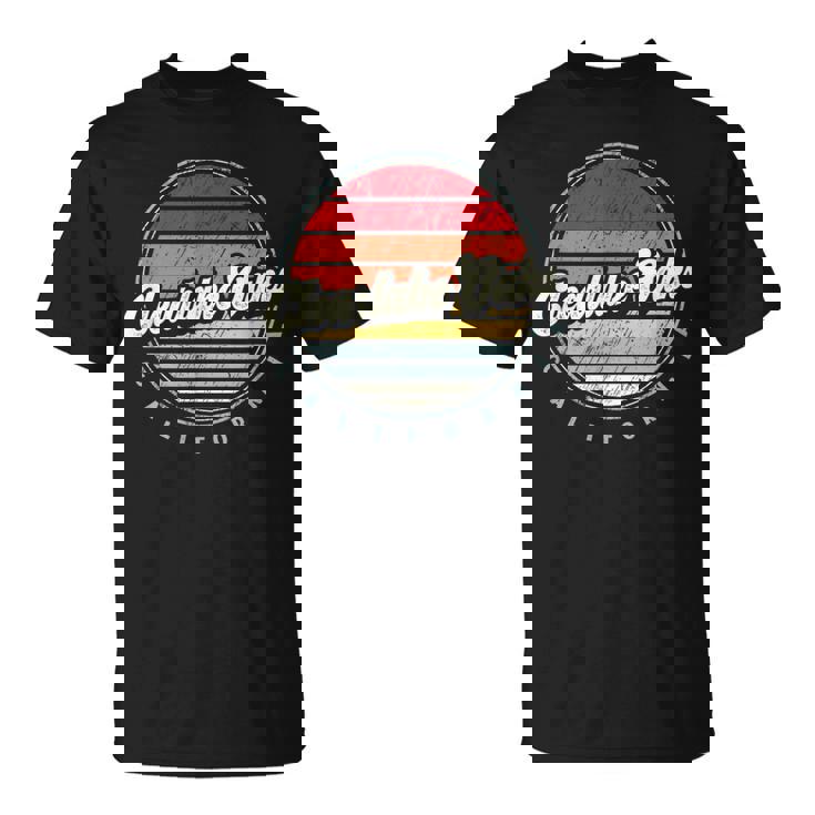 Retro Clearlake Oaks Home State Cool 70S Style Sunset T-Shirt