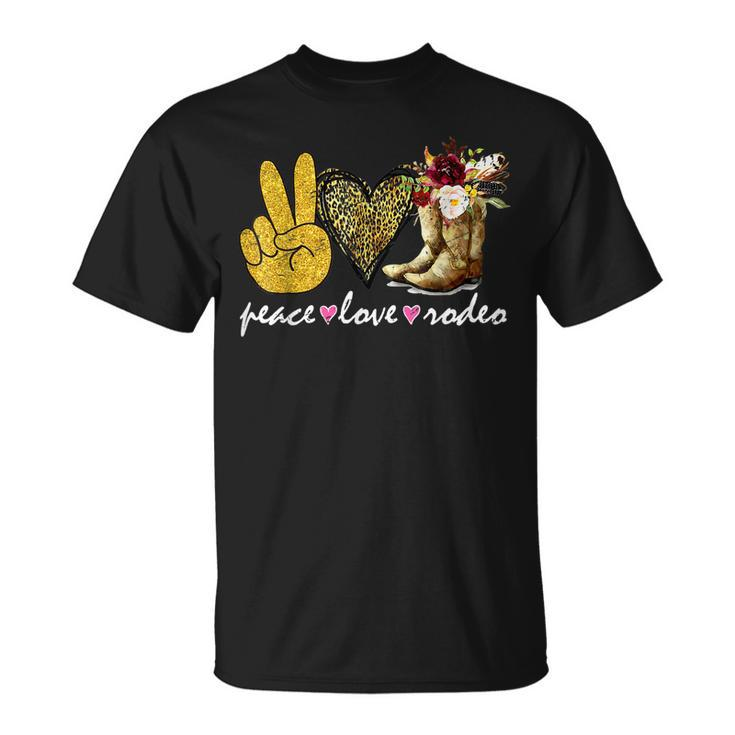 Retro Cowboy Boots Western Country Cowgirl Peace Love Rodeo Unisex T-Shirt