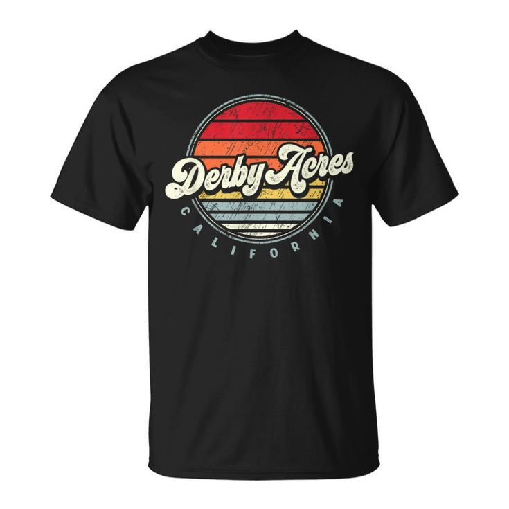 Retro Derby Acres Home State Cool 70S Style Sunset T-Shirt