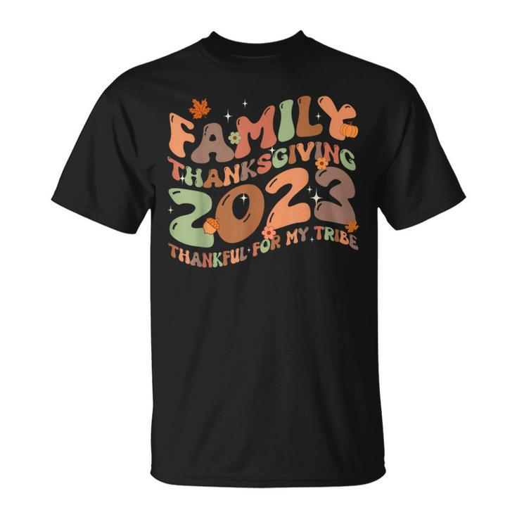 Retro Family Thanksgiving 2023 Thankful My Tribe Matching T-Shirt