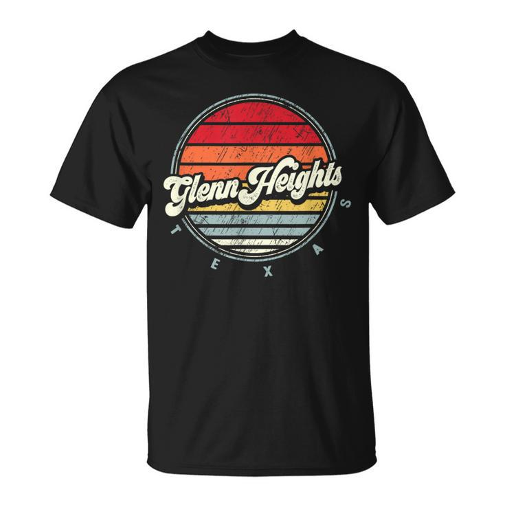 Retro Glenn Heights Home State Cool 70S Style Sunset T-Shirt