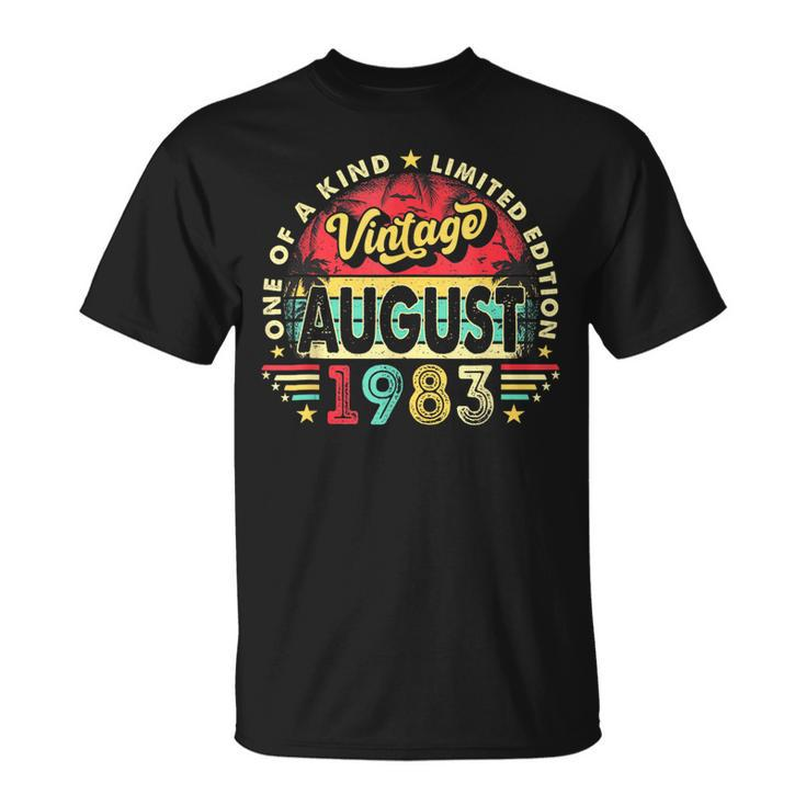 Retro Men 40 Year Old Gift Vintage August 1983 40Th Birthday 40Th Birthday Funny Gifts Unisex T-Shirt