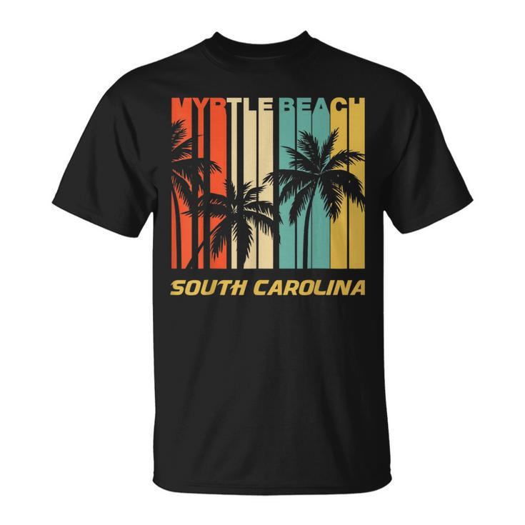 Retro Myrtle Beach South Carolina Palm Trees Vacation  Unisex T-Shirt