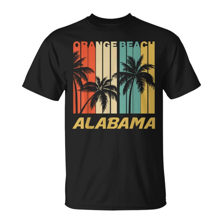 Retro Orange Beach Alabama Palm Trees Vacation T-Shirt