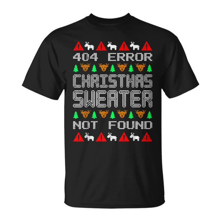 Retro Programmer Coder Ugly Christmas 404 Error It T-Shirt