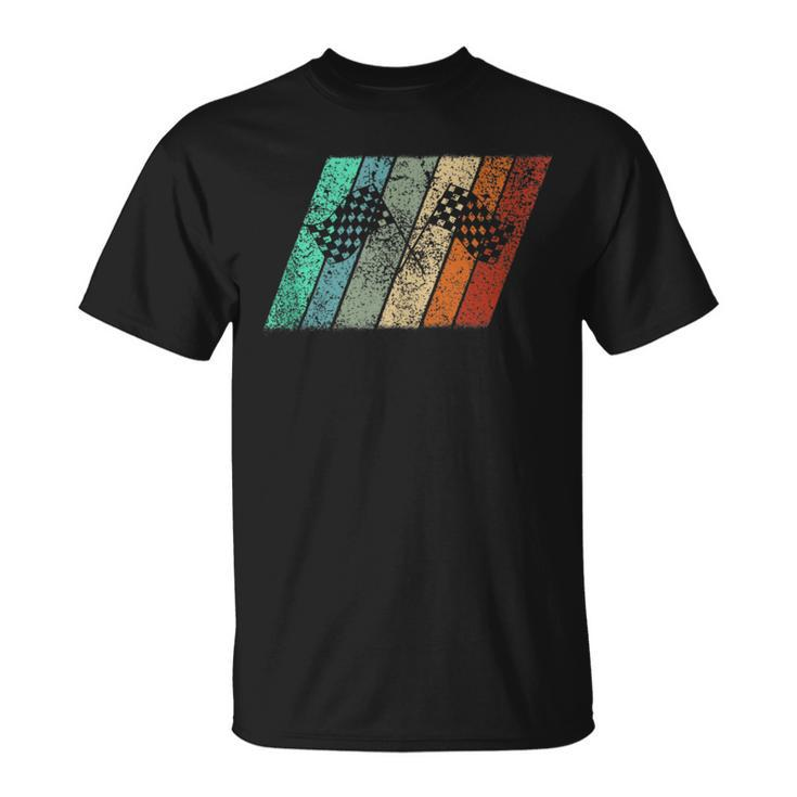 Retro Race Day Checkered Flag Gift For Race Car Fans Unisex T-Shirt