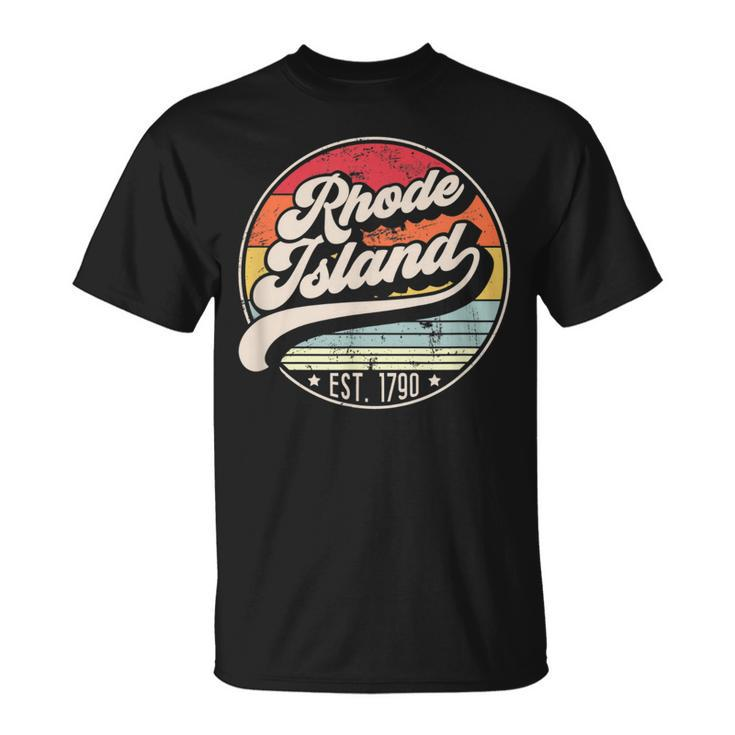 Retro Rhode Island Home State Ri Cool 70S Style Sunset  Unisex T-Shirt