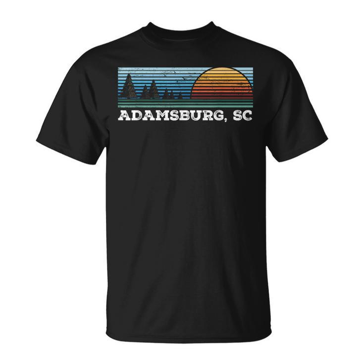 Retro Sunset Stripes Adamsburg South Carolina T-Shirt