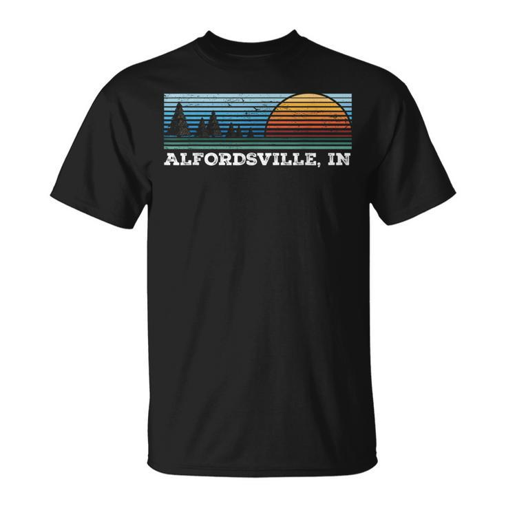 Retro Sunset Stripes Alfordsville Indiana T-Shirt