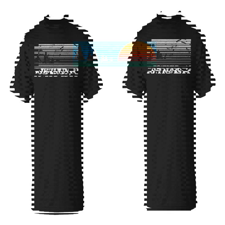 Retro Sunset Stripes Austinburg Pennsylvania T-Shirt