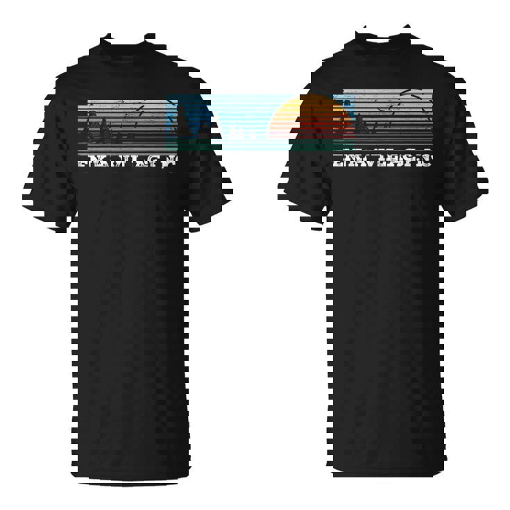 Retro Sunset Stripes Enka Village North Carolina T-Shirt