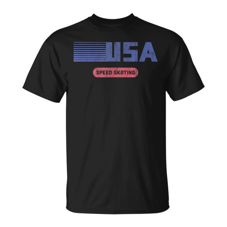 Retro Usa 2022 Team American Speed Skating Vintage  Usa Funny Gifts Unisex T-Shirt