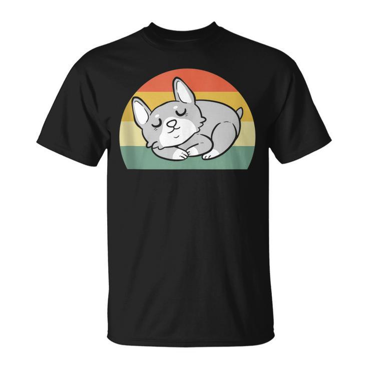 Retro Vintage Dog Corgi Sleeping  Unisex T-Shirt