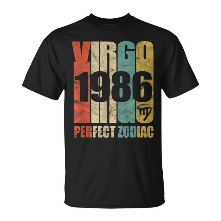 Retro Virgo 1986 32 Yrs Old Bday 32Nd Birthday T-Shirt