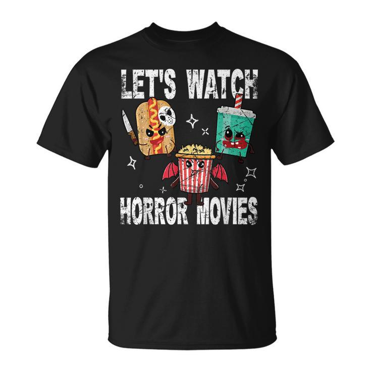 Retro Lets Watch Horror Movies Cute Halloween Costume T-Shirt