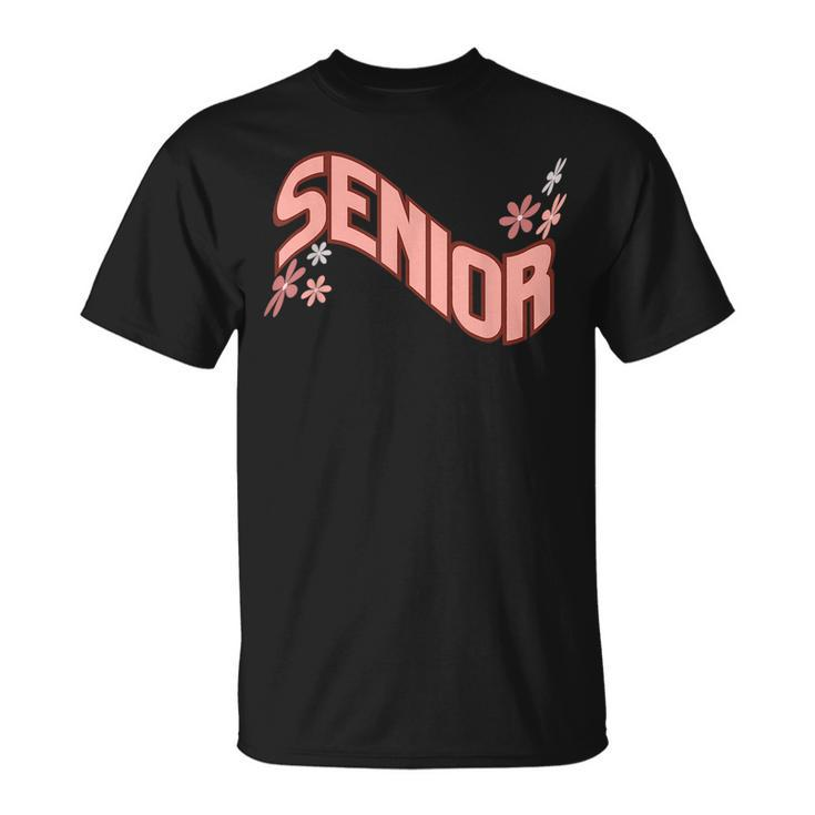 Retro Wavy Senior Class Of 2024High School College Graduate Graduate Funny Gifts Unisex T-Shirt