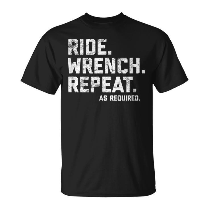 Ride Wrench Repeat Motorcycle Mechanic Funny Unisex T-Shirt