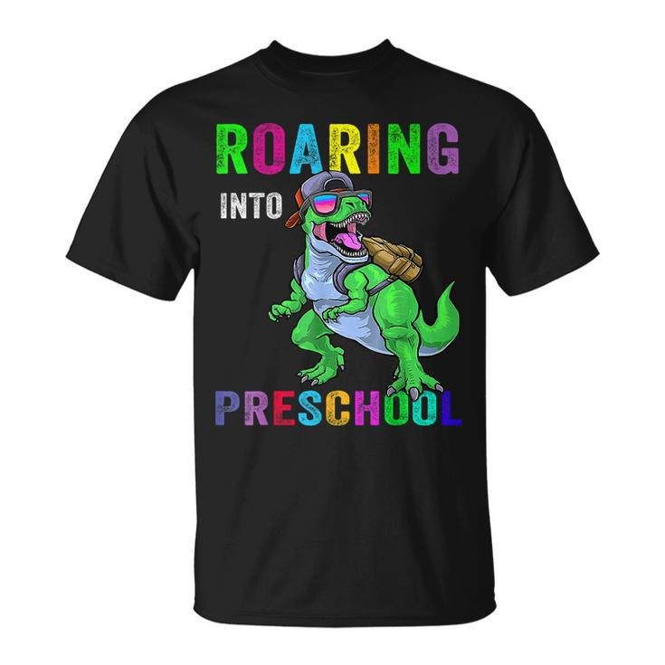 Roaring Into Preschool Dinosaur 1St Day Back To School T-Shirt