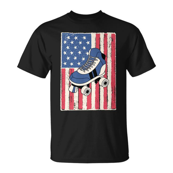 Roller Skate For Men Gift Skating American Flag Patriotic   Patriotic Funny Gifts Unisex T-Shirt