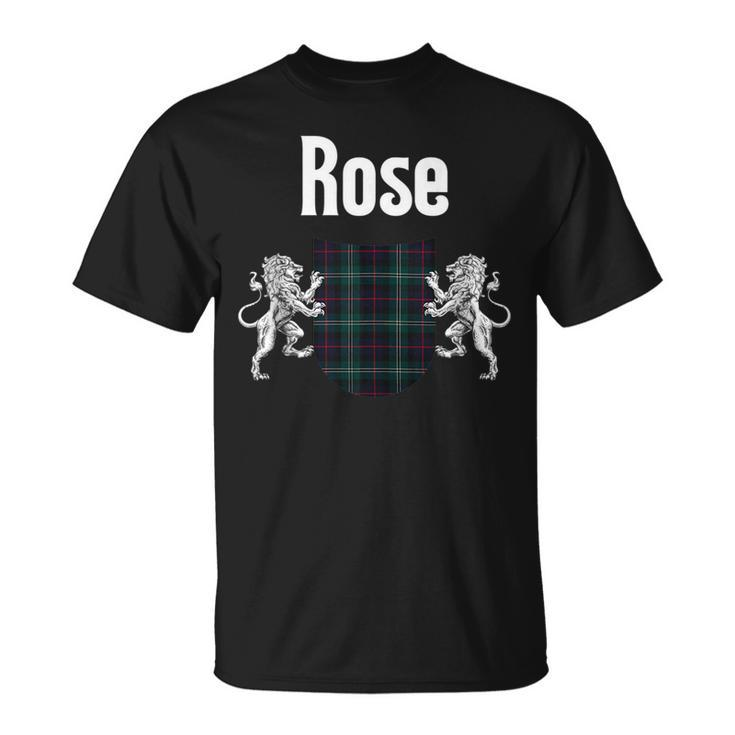 Rose Clan Scottish Name Coat Of Arms Tartan Unisex T-Shirt