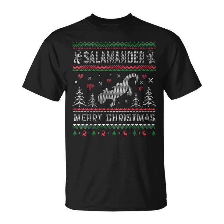 Salamander Ugly Christmas Sweater Style T-Shirt