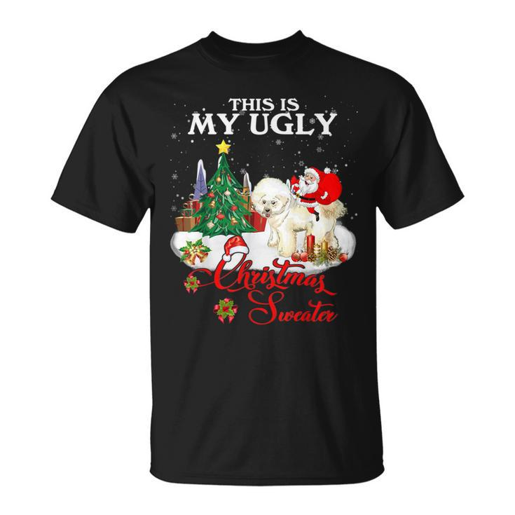 Santa Riding Bichon Frise This Is My Ugly Christmas Sweater T-Shirt