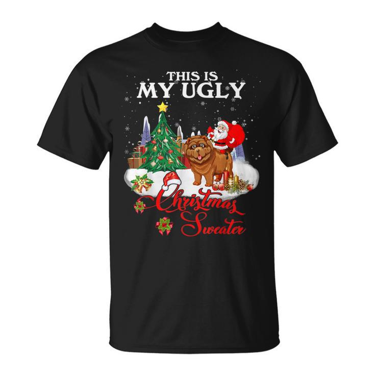 Santa Riding Chow Chow This Is My Ugly Christmas Sweater T-Shirt