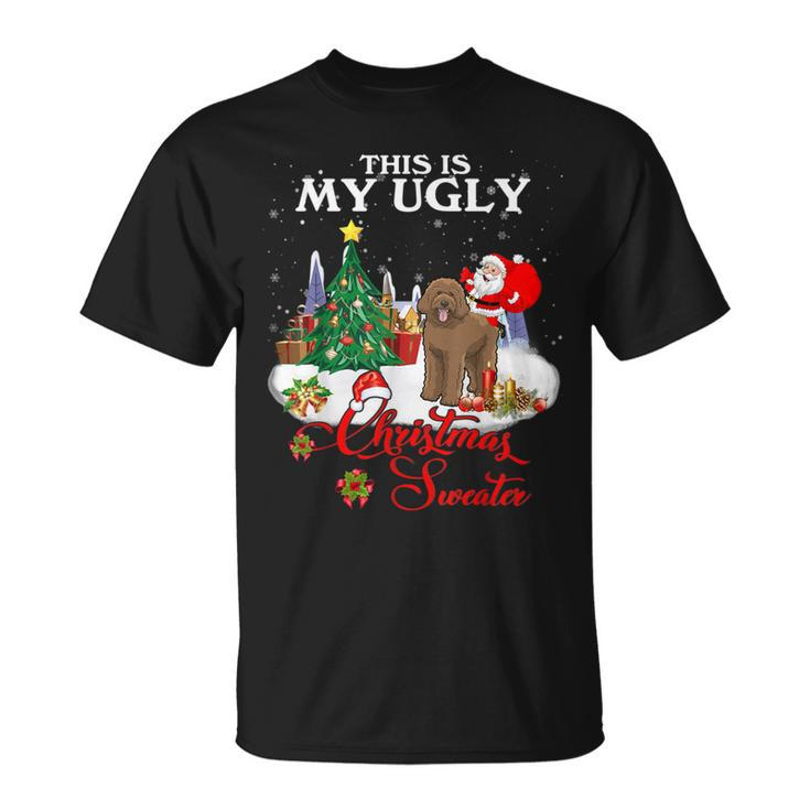 Santa Riding Goldendoodle This Is My Ugly Christmas Sweater T-Shirt