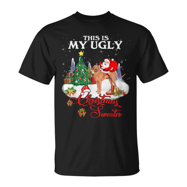 Santa Riding Vizsla This Is My Ugly Christmas Sweater T-Shirt