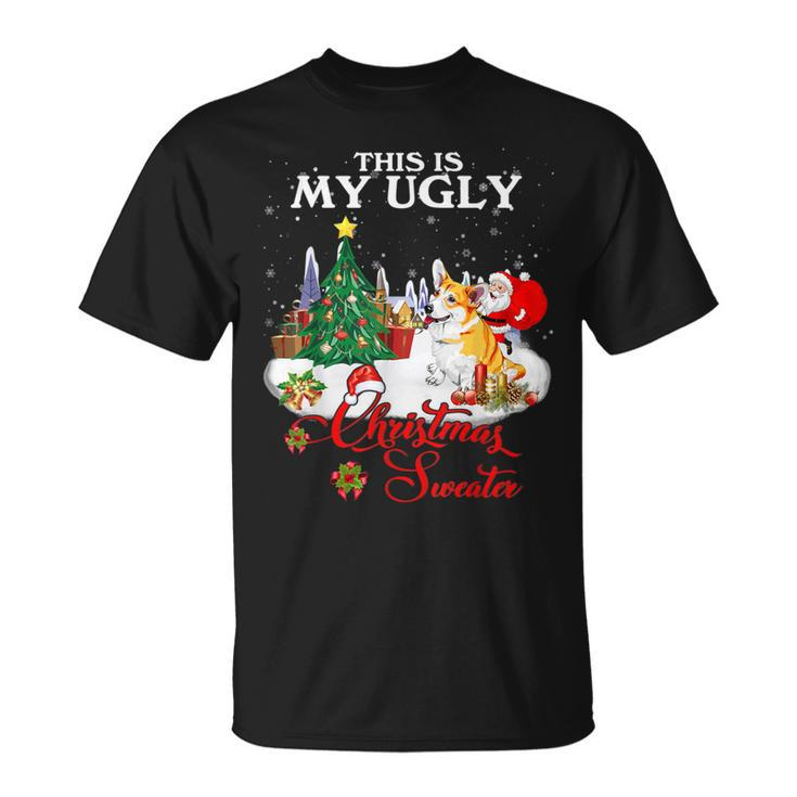 Santa Riding Welsh Corgi This Is My Ugly Christmas Sweater T-Shirt