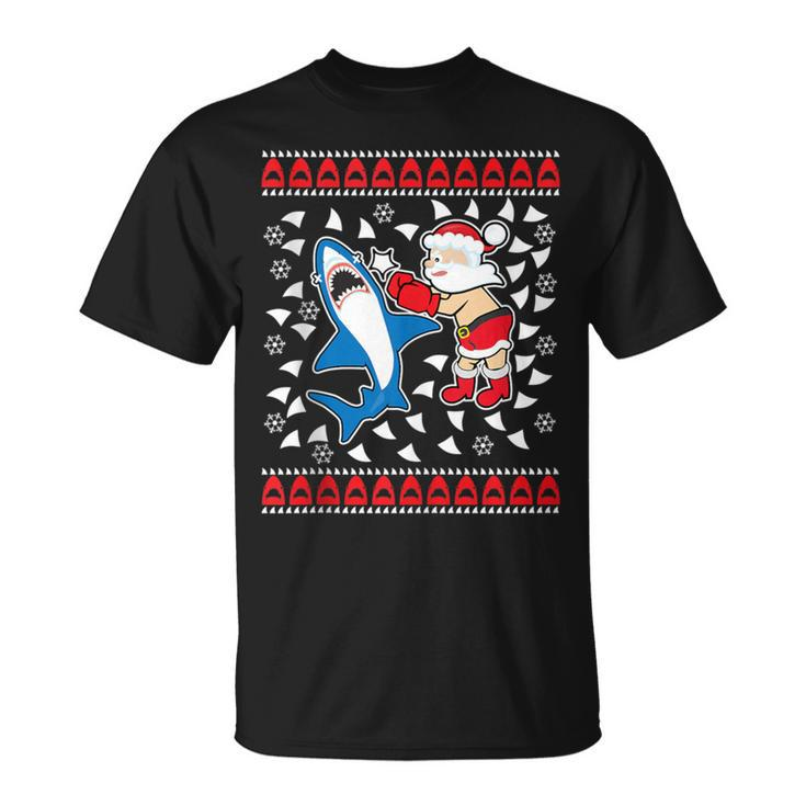 Santa Vs Shark Ugly Christmas Sweater T-Shirt