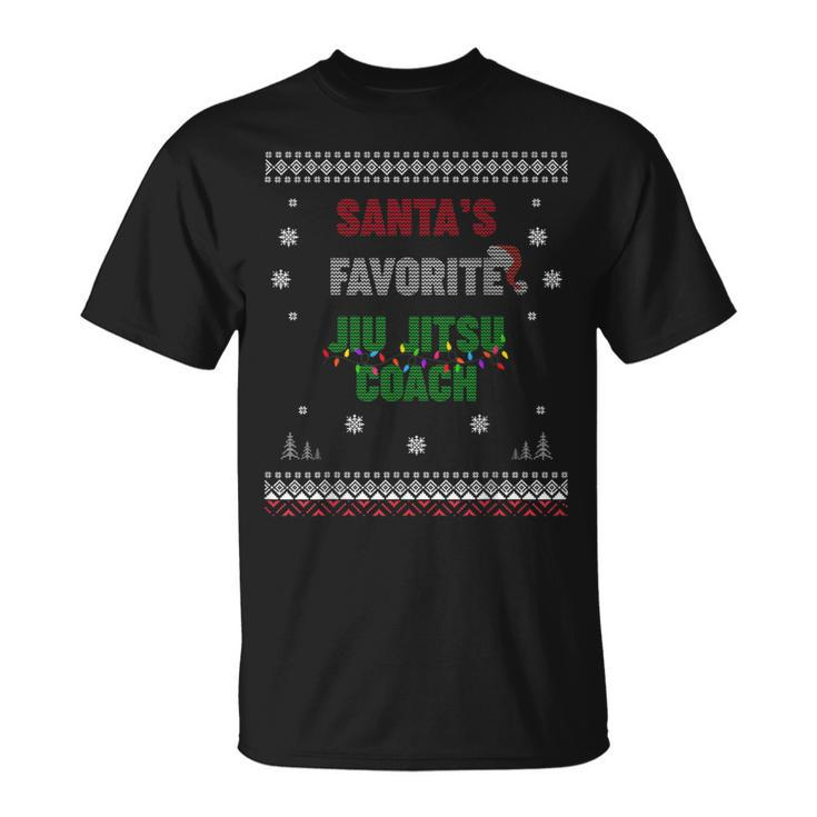 Santa's Favorite Jiu Jitsu Coach Ugly Sweater Christmas T-Shirt
