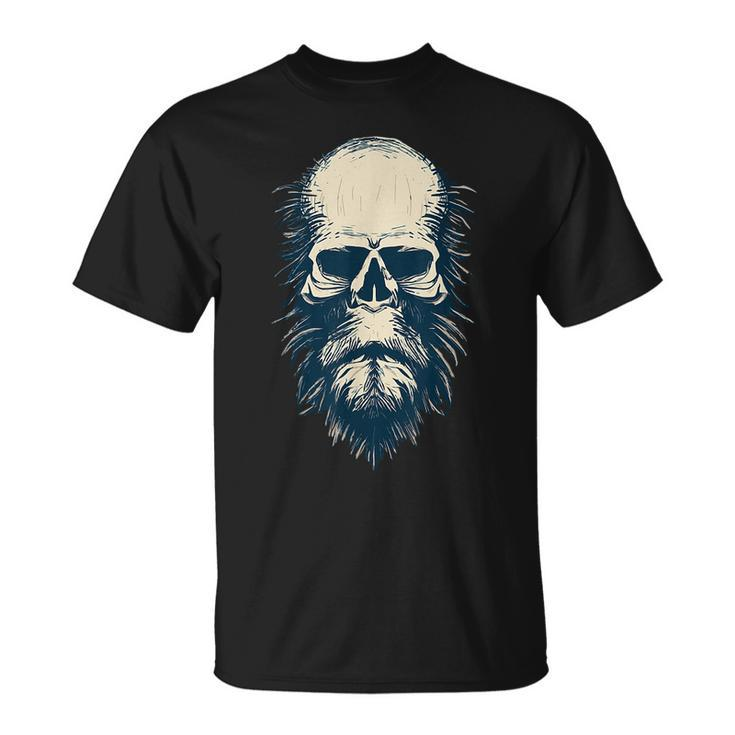 Sasquatch Skull Minimalist Bigfoot Horror Skull Sasquatch T-Shirt