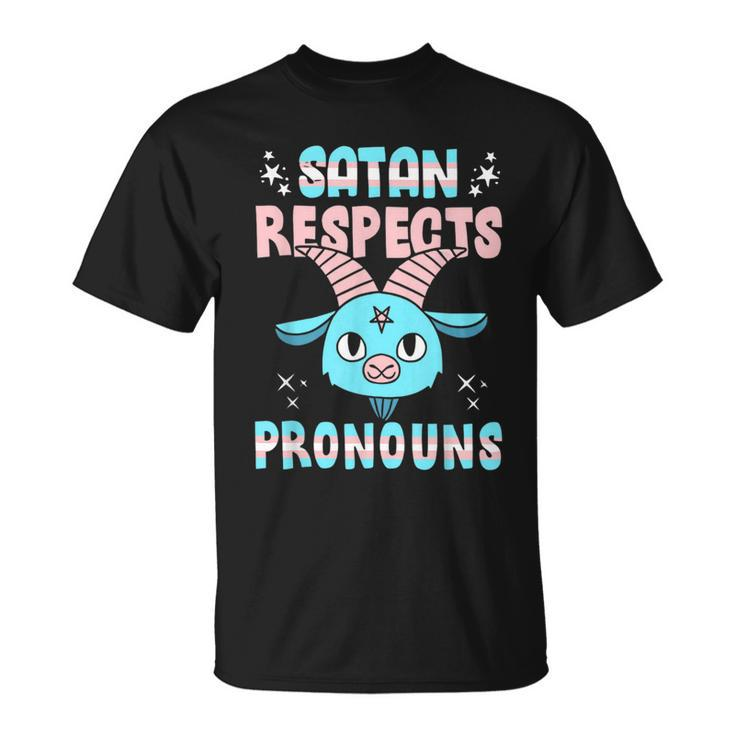 Satan Respects Pronouns Transgender Lgbtq Pride Trans  Unisex T-Shirt