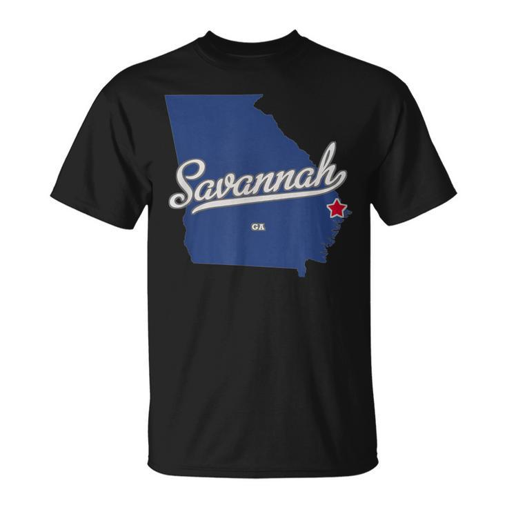 Savannah Georgia Ga Map T-Shirt