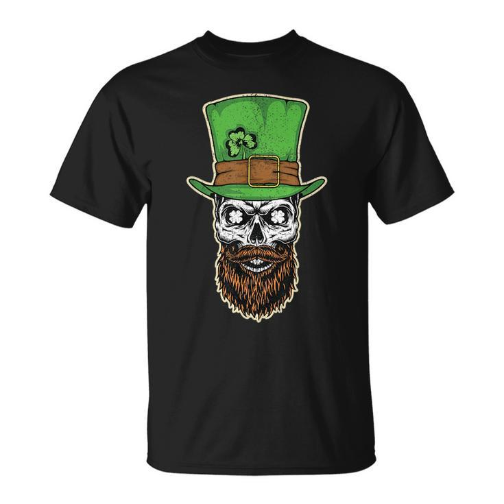 Scary Bearded Leprechaun Skull St Patrick Day Distressed  Unisex T-Shirt