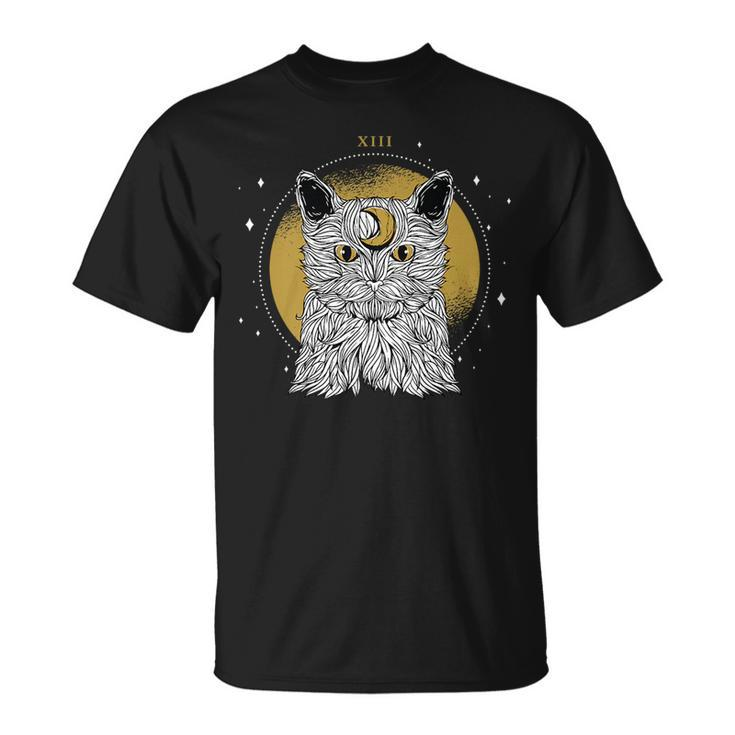 Scary Creepy Hairy Kitty Moon Astrology   Unisex T-Shirt