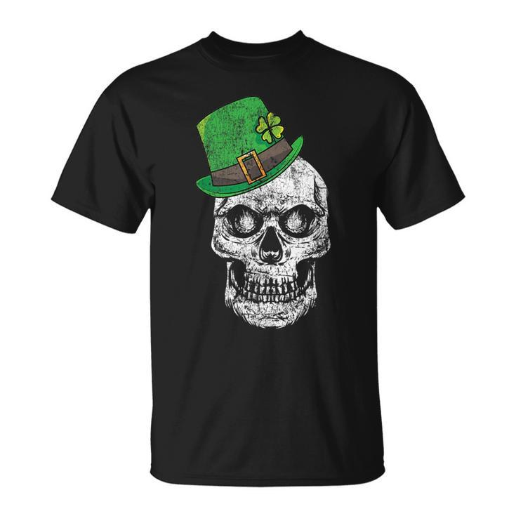 Scary St Patricks Day Skull With Lucky Leprechaun Hat  Unisex T-Shirt