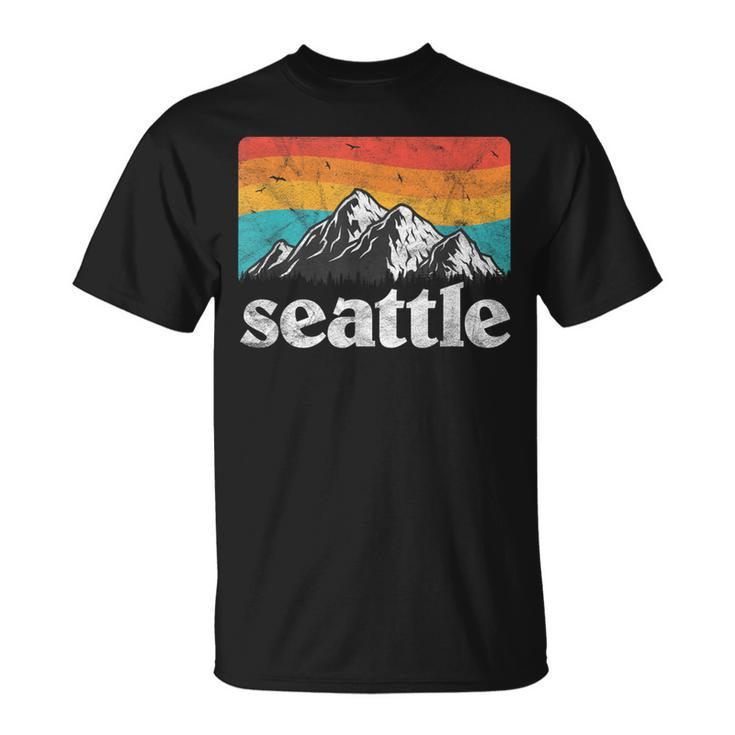 Seattle Washington Retro 70S 80S Mountains Nature Distressed T-Shirt