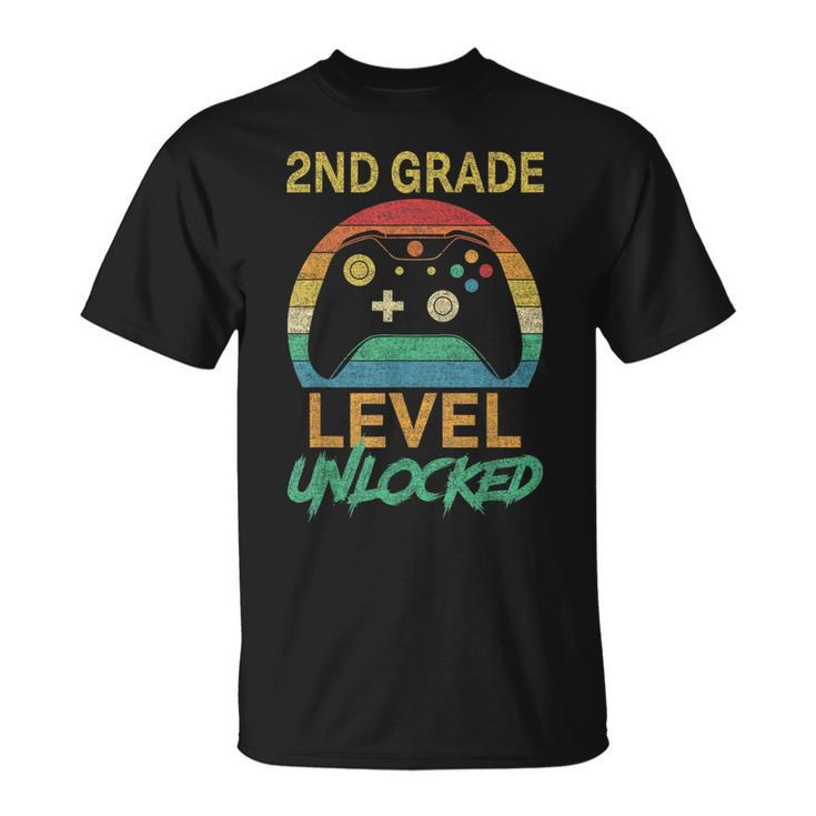 Second Grade Level Unlocked Gamer 1St Day Of School Boy Kids Unisex T-Shirt