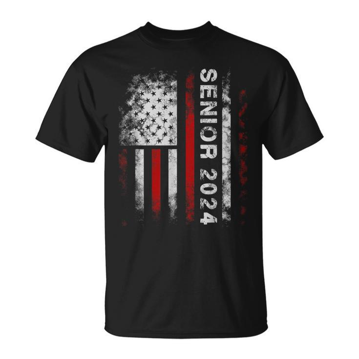 Senior 2024 American Flag  Usa Graduation Class Of 2024  Unisex T-Shirt