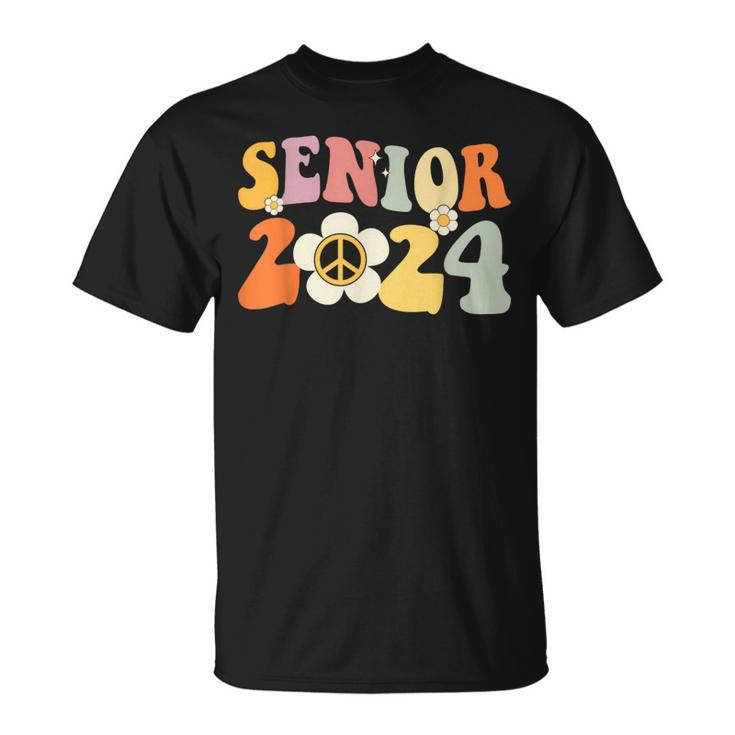 Senior 2024 Hippie Peace Love Seniors Back To School  Unisex T-Shirt